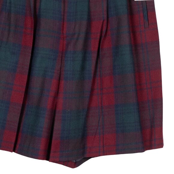 Giorgio Sant Angelo VTG Pleated Shorts 12 Womens Plaid Wool Red Green Bulgaria - Picture 3 of 6
